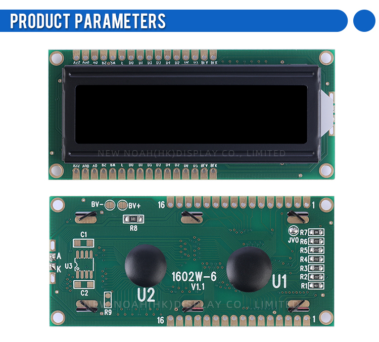 Russian BTN Black Film 1602W-6 Multiple Word Libraries 2*16 AIP31066L Character Display Screen