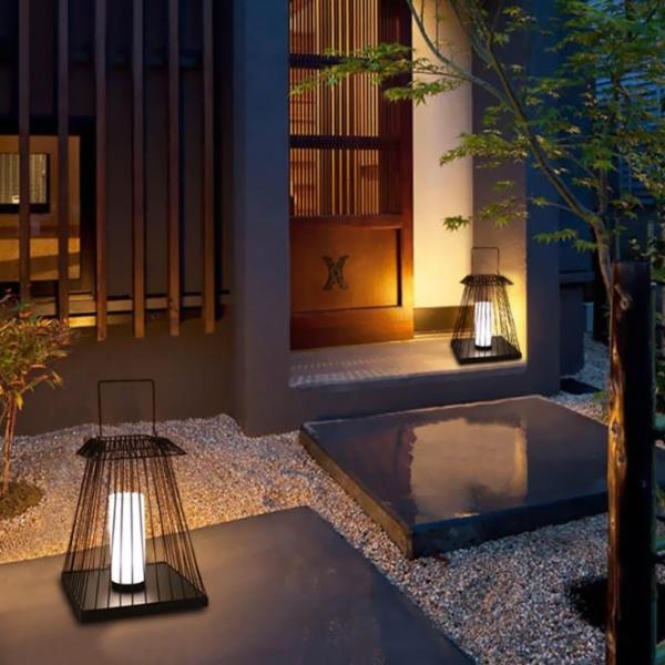 Creative Rattan Floor Lantern Lamp E27 Base For Outdoor Garden