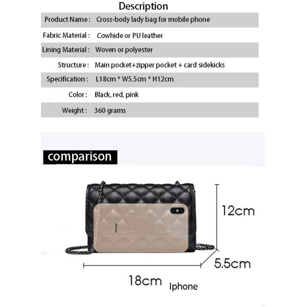 2019 new design a crossbody leather lady cell phone and chain small mini bags