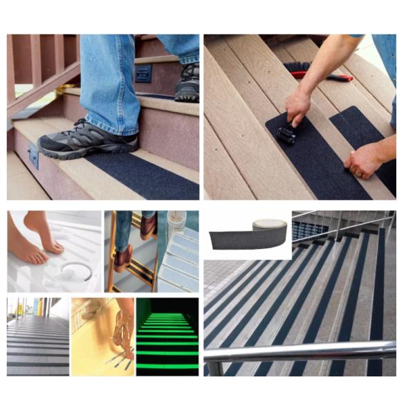 Non Slip Anti Skid Tape PVC Free Black PET Safety Grip Black Color