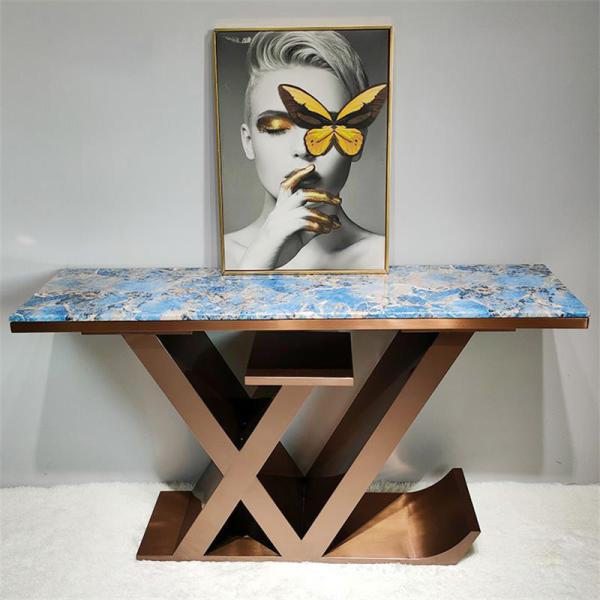 Mesas de consola de mármol de lujo con acero inoxidable - Elegancia moderna