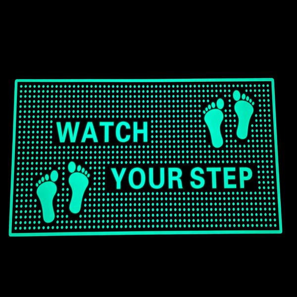 Aluminum Photoluminescent Signage Silk Screen / UV Printing Watch Your Step Sign