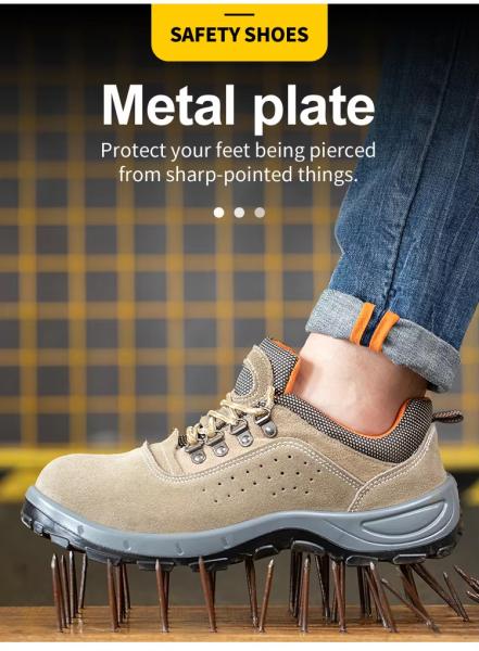 PU / PU Sole Real Leather Shoes Unisex Safety Work Shoes For Men