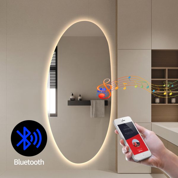 Minimalist Frameless Commercial Mirrors Irregular LED Mirror For Hotel Bathroom Bedroom Dressing Room