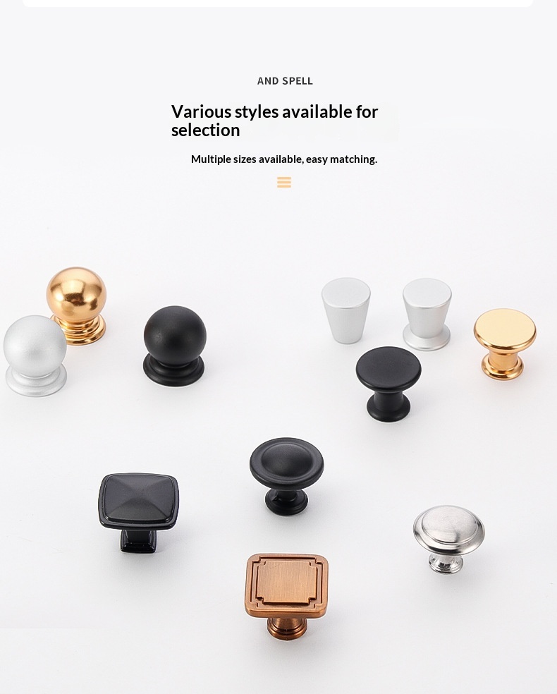 Gold Black Single-Hole Aluminum Alloy Light Luxury Nordic Modern American-Style Furniture Handle for Cabinet Wardrobe Drawer