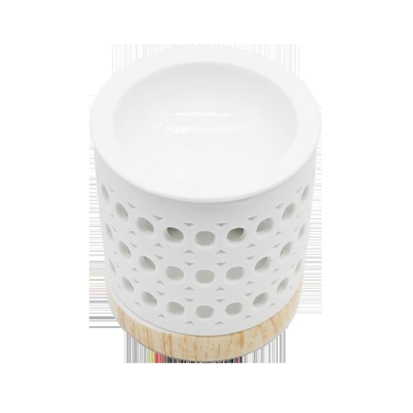 White Circular Pattern Ceramic Oil Burner Small Elegant Wax Melt Burners for Scented Wax  Candle Warmer Oil Burner