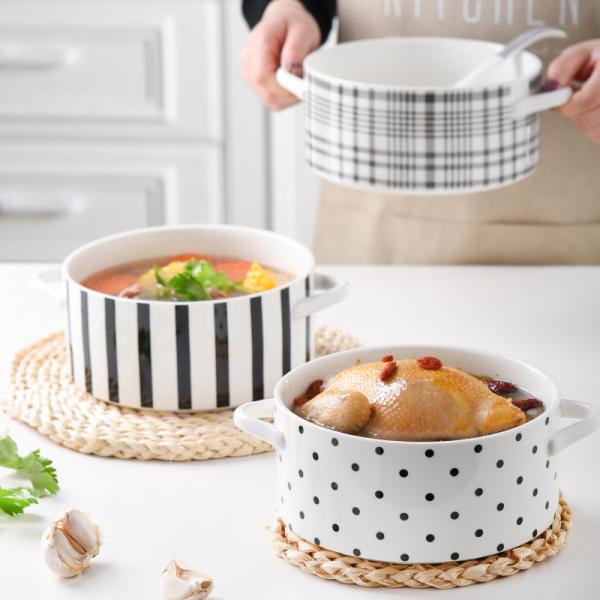 Light Luxury Ceramic Soup Bowl Set Perfect for Business Gifts and Sustainable Cooking