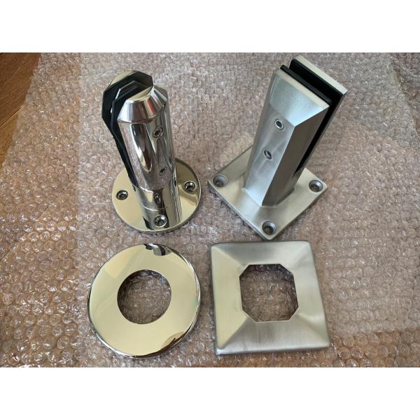 Durable Frameless Glass Balustrade Fixings , Stainless Steel Square Glass Spigots