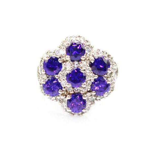 Fashion Jewelry Larger 925 Silver Ring with Created Blue Cubic Zircon Ring(FR009)