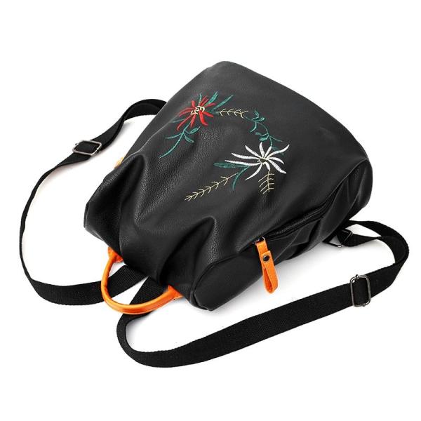 Wild Embroidery College Wind Bag Small Fresh Backpack PU leather embroidery wild simple college style wind Shells should