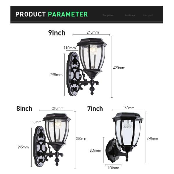 Aluminum Outside Wall Mounted Solar Light IP55 Waterproof 1W 1.2W 2W
