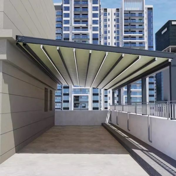 Sunshade Sliding Folding Lip Roof Outdoor Retractable Canopy Aluminum Frame Polyester Sail 6m Projection Ordinary Switch Pergola