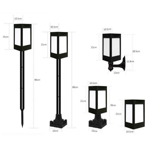 4 In 1 Wall Post Lamp , Outdoor Column Solar Lawn Light For Courtyard