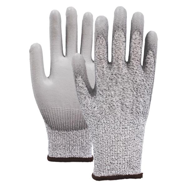 Anti Slip / Cut Resistant 13 Gauge Grey PU Coated Palm Work Gloves For Protection And Customized Design