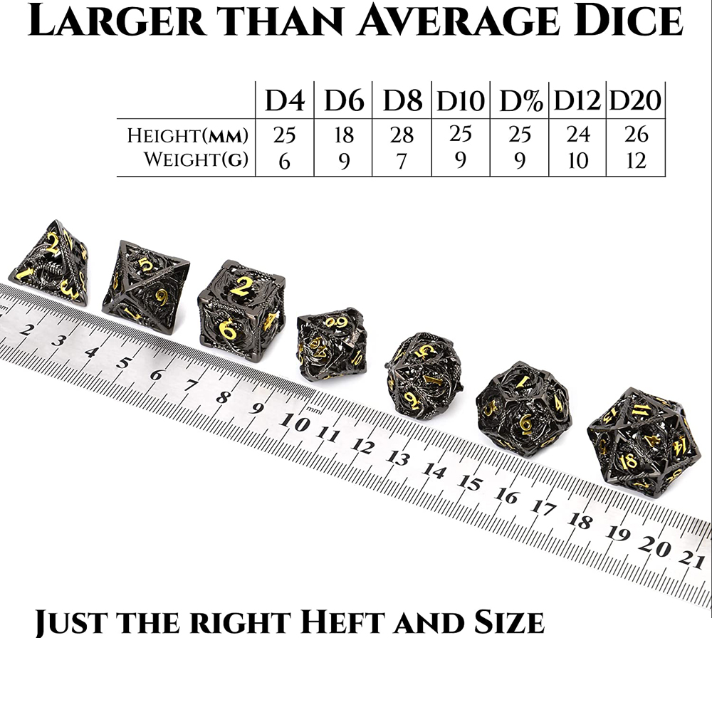 Customized Color Zinc Alloy Metal Dice Set 14-20mm for DND Gaming Casino Hollow Dice