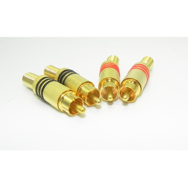 Metal Spring  Male Audio RCA Cable Connectors , RCA Plug Connectors 24K