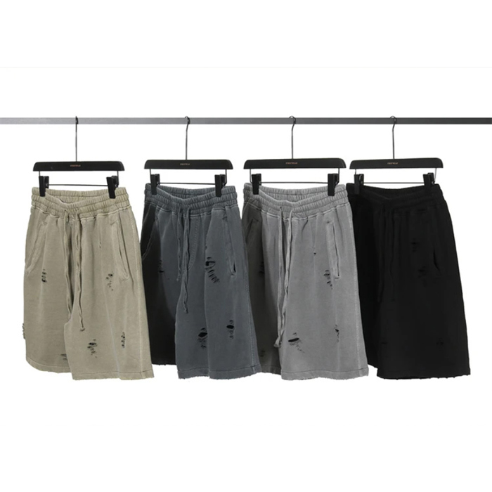 350GSM Sports Sweat Shorts Heavyweight Distressed Ripped Shorts Unisex