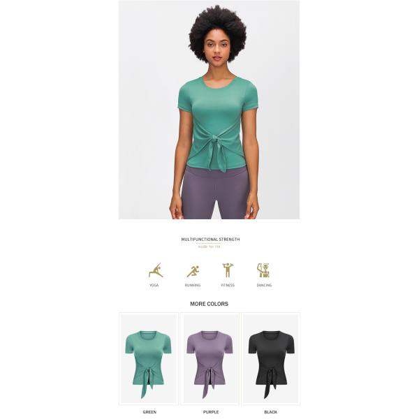 300gsm Front Straps Activewear T Shirts Padded Short Sleeve Twist Front T Shirts