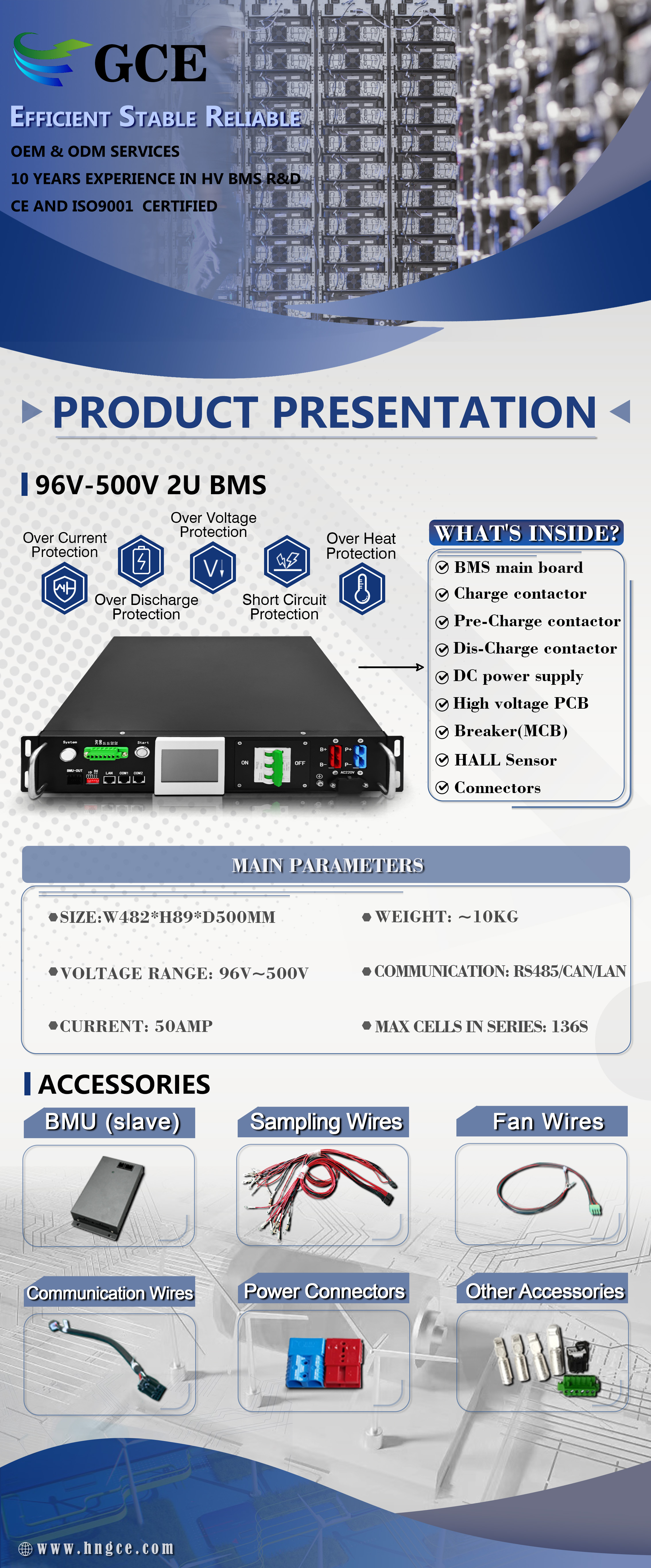 GCE 96S 307.2V 50A LFP BMS высокоэффективный реле BMS мониторинг в режиме реального времени и расширенная защита
