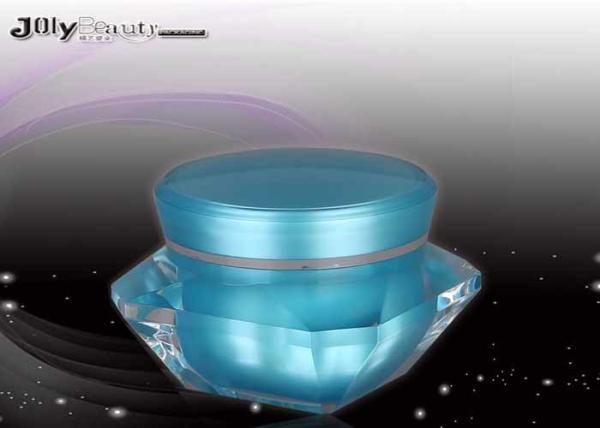 Eco Friendly Sky Blue Plastic Jar Containers 42 Mm Height , Round Plastic Jars