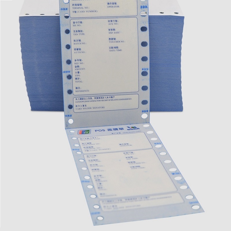 3 Part Fanfold Top-Sheet Self-Imaging Carbonless NCR POS Slips