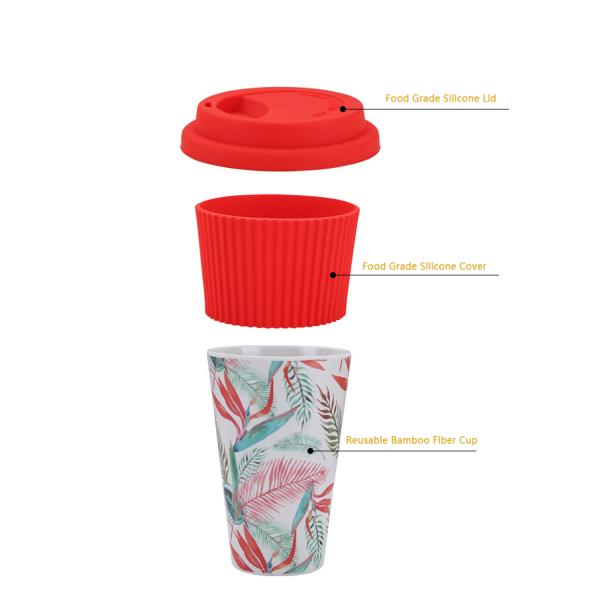 Biodegradable 400ml Bamboo Fiber Coffee Cup With Silicone Cover