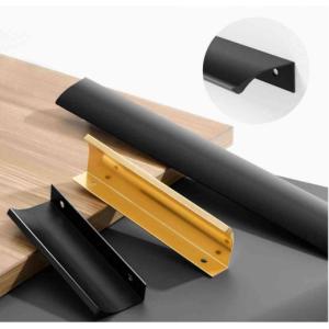 Porte à poignée de design moderne en or noir nickel Porte coulissante à poignée en retrait Porte d'armoire de cuisine