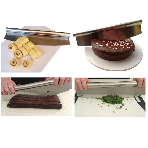 Amazon Hot sale Pizza Cutter Sharp Rocker Blade With Cover Heavy Duty Stainless Steel Pizza knife Dishwasher Safe