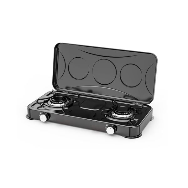 Double Burner Gas Stove Manufacturer with Flame Failure Safety Device and Robust Cast Iron Grates for Heavy Duty Cooking