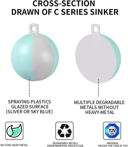 ‎Alloy Steel ECOFT Fishing Sinkers ECOFT Lead Free Fishing Weights Round With Connection