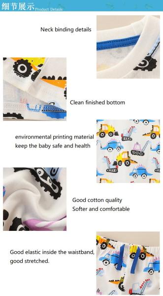 Summer Boys Outfit Toddler Baby Tracksuits Sets Kids Car Print Tops Shorts 2PCS Outfits Children Clothing Set