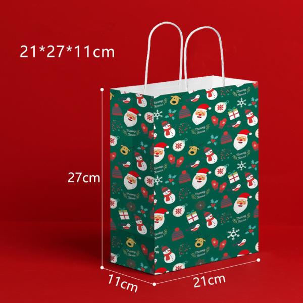 Christmas Twisted Paper Handle Paper Bags with Personalized Design and Custom Printing
