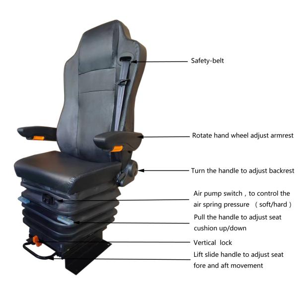 Comfortable  Damping Air Suspension Seats Freight Liner And Bus Driving Seat