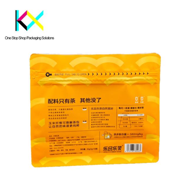 Custom Printed Kraft Paper Tea Bags Heat Seal Stand Up Pouches BRC Certified