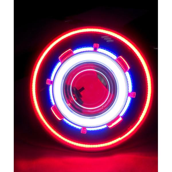 7 inch LED Headlight/HID starry headlights with Devil Demon eye and led Angel halo for JEEP JK