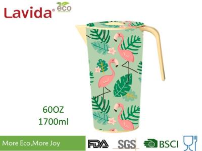 Tropical Nature Style Bamboo Water Jug  Shatter Proof Recycled Material Beverage Serving Pitcher with Large Capacity