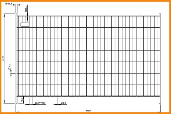 UK standard 38mm vertical tube and horizontal tube 25mm temp construction fence panels 2045mm*3450mm rental fence panels