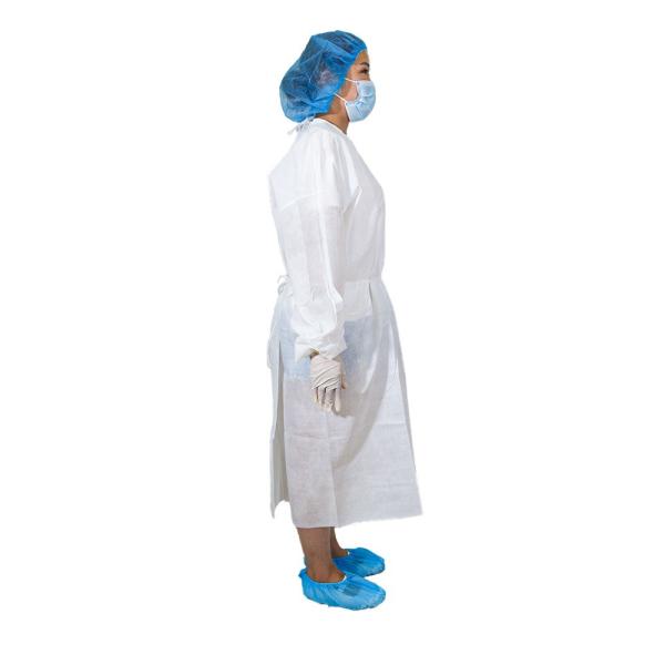 White Medical Isolation Gowns Disposable With Knitted Cuff Waterproof 20-65gsm