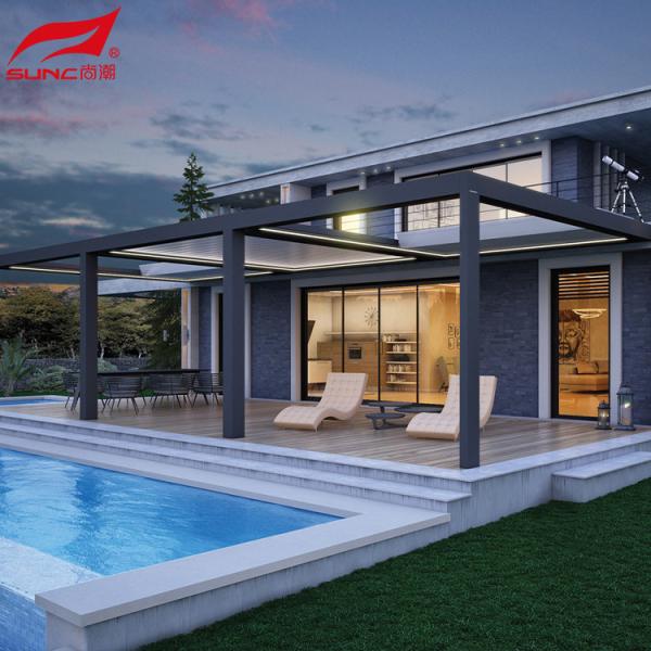 Outdoor Modern Waterproof Motorized Adjustable Louvered Aluminium Pergola