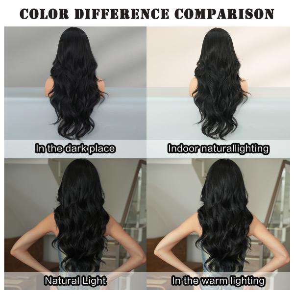 Fashion Long Body Wave Hair Black/Red Synthetic Wigs For Women