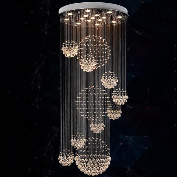 Long Crystal Chandelier Lighting Lustres Lampadari Modern Stage hallway light(WH-NC-24)