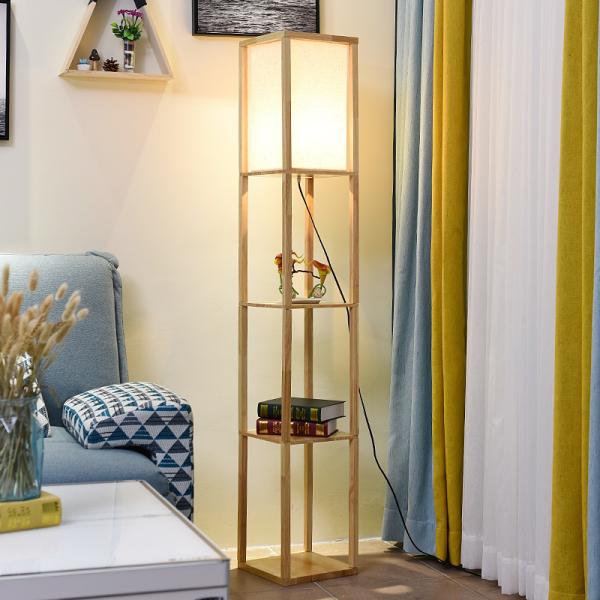 Nordic decoration home Floor Lamp for Living Room minimalist wood shelf tea table Lamp(WH-MFL-10)