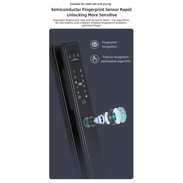 Tuya App Full Automatic Aluminum Door Lock With 3D Face Recogination Video Intercom Digital Door Auto Lock Smart Lock Cnc