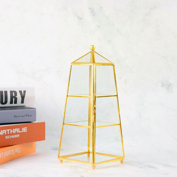 Vintage glass jewelry box storage pagoda rack Princess storage box window display box greenhouse cover