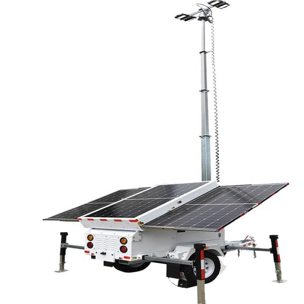 Mobile Solar Light Tower Mast 7m / 8m / 9m Construction Light Tower Trailer Light Tower
