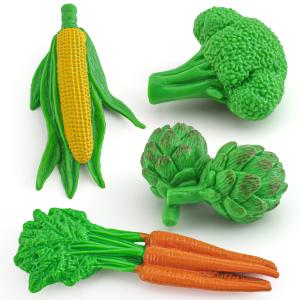 Mini Plant Figures Playsets 4 PCS Realistic Corn Broccoli Carrots Artichokes