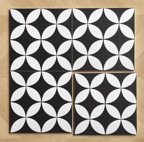 Blanc et noir 200x200mm Carreaux céramiques rustiques pour le salon et carreaux muraux résistants à l'usure pour le balcon