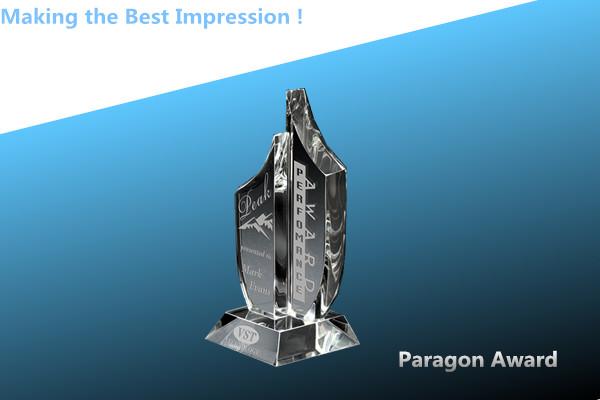paragon award/crystal paragon trophy/glass trophy/crystal performance award/crystal trophy
