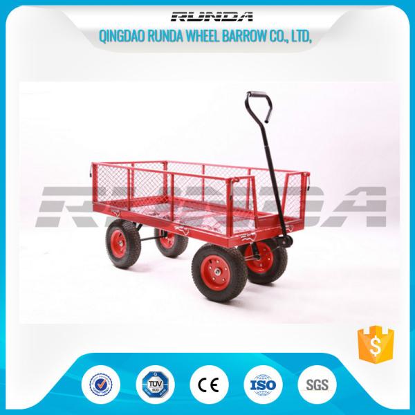 Transport Tool Garden Mesh Cart , Heavy Duty Garden Wagon Steel Tubular Handle