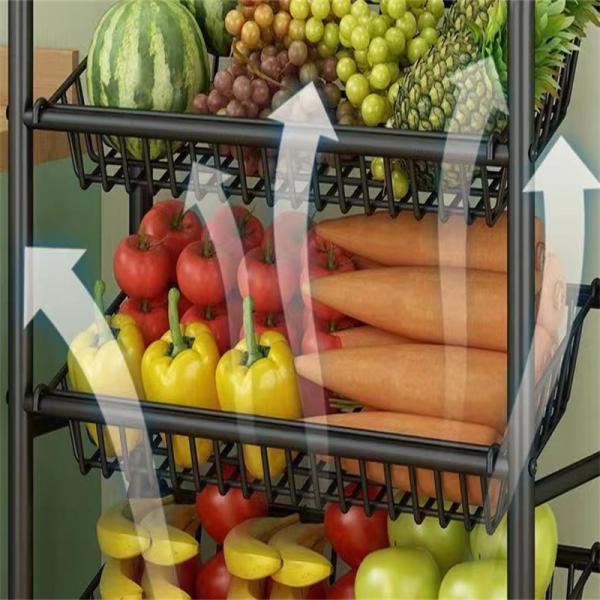 5 Tier Non-folding Rack Kitchen Storage Organizer with Stable Rotating Rolling Design